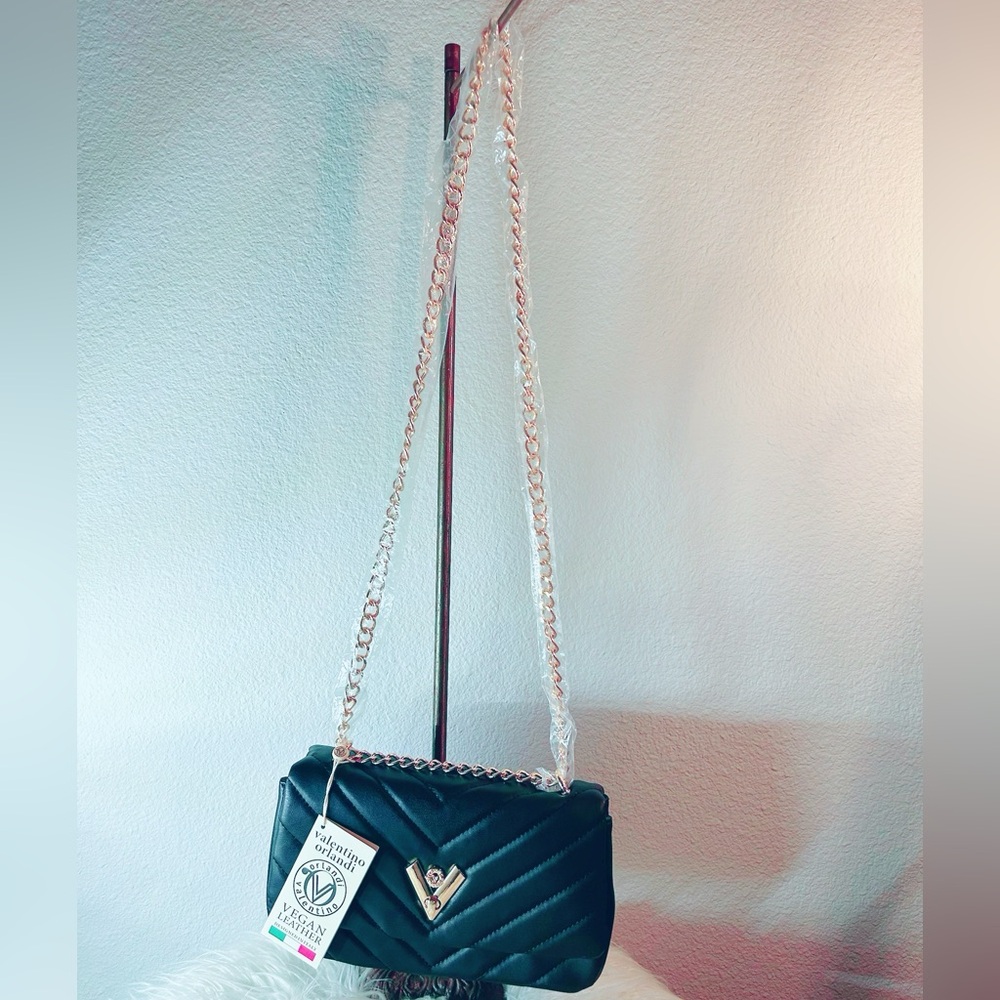 🇮🇹Valentino Orlandi Black Crossbody Bag with Gold Chain NWT - Picture 7 of 7